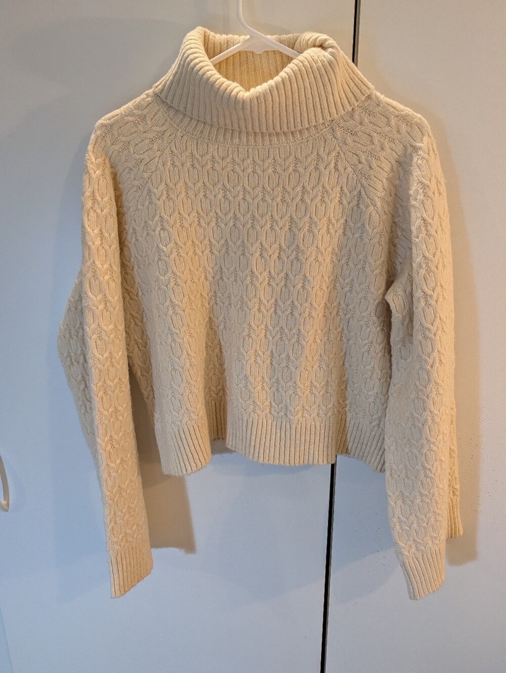 Astr Woman's Medium Cream Cable-Pattern Turtleneck Sweater NWT
